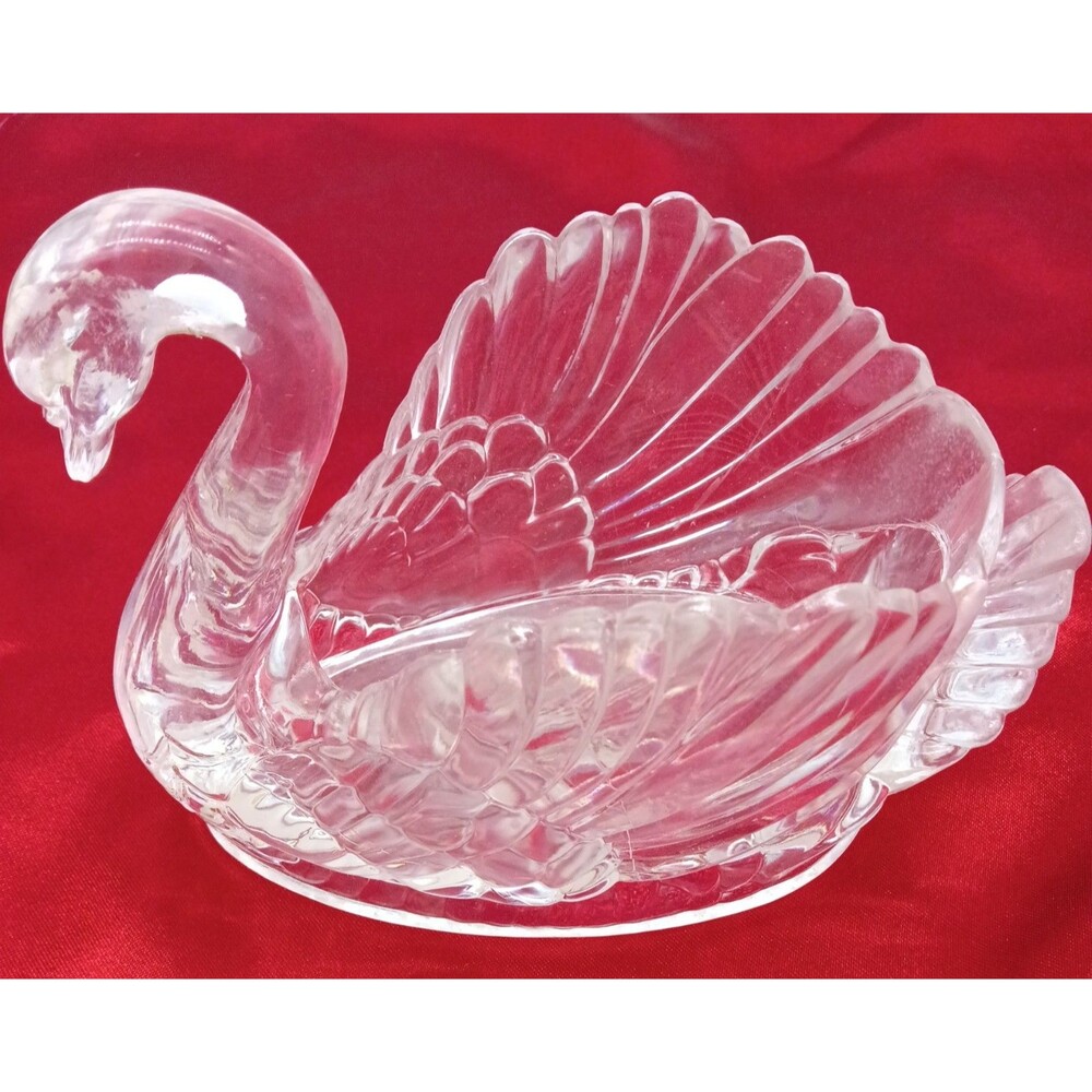Vintage MCM Regaline Clear Acrylic Swan Vanity Bath Trinket Soap Dish 6" USA